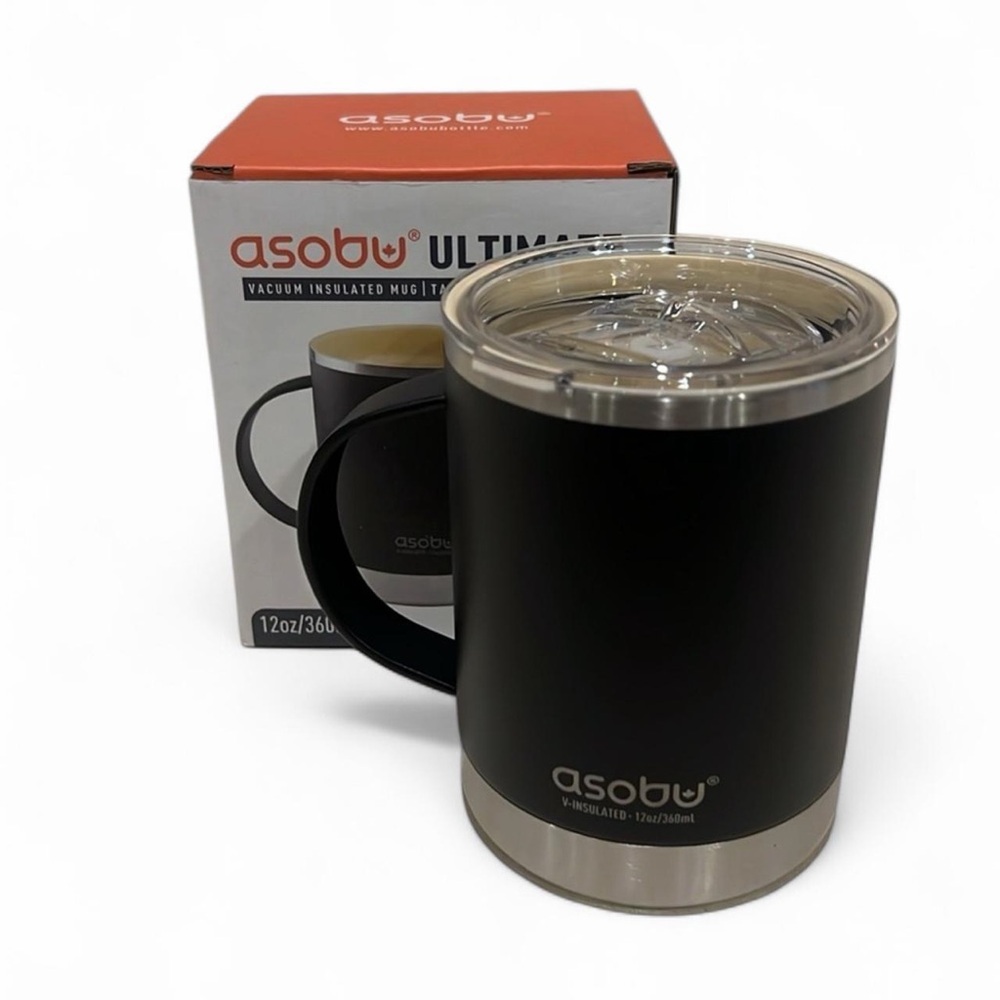 Asobu Ultimate Ceramic Lined Insulated Travel Mug Black NIB